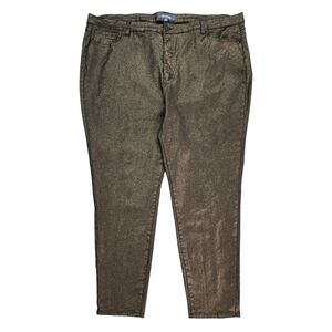 Modcloth The Hollywood Metallic Denim Skinny Pants Bronze High Rise Party
